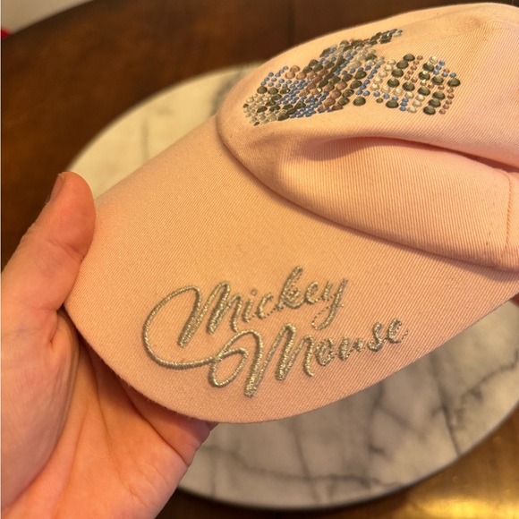 Disney Parks Pastel Pink Rhinestone Chevron Mickey Ball Cap – Adult Size - Picture 3 of 11